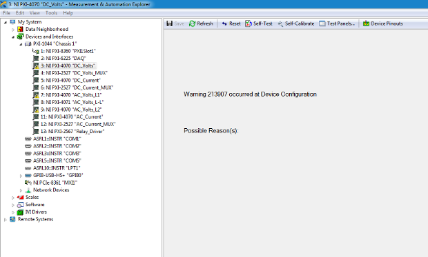 Warning 213907 in Devices and Interfaces Section in NI MAX - NI