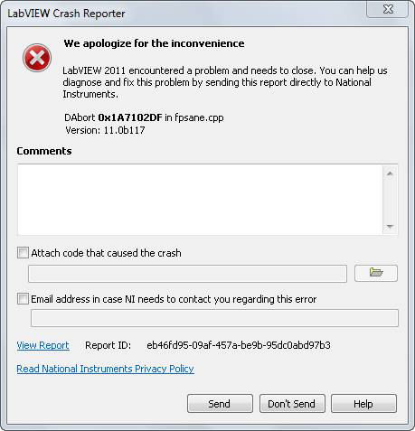 Labviewクラッシュ後のエラーログファイルの場所 National Instruments