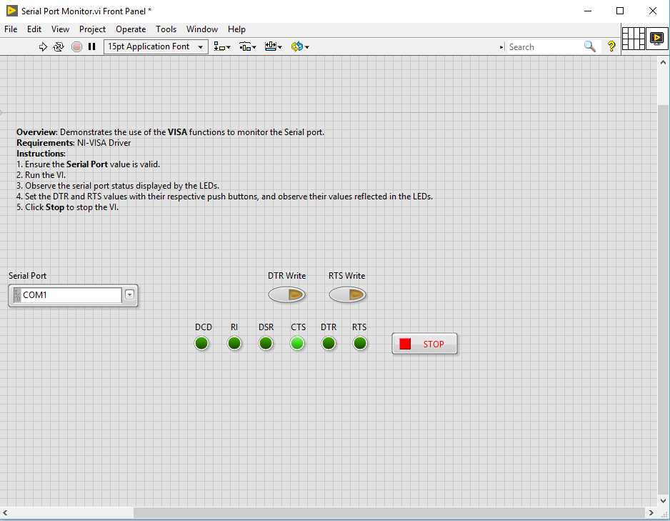 How can i monitor a serial port using ni visa ni