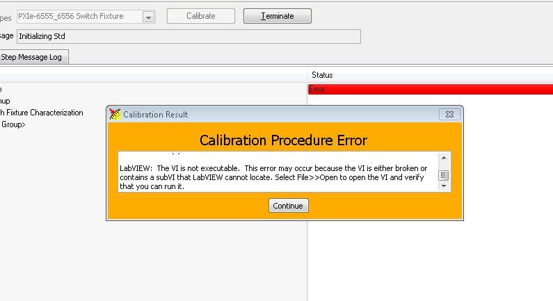 Calibration Executive Errors When Performing PXIe-6556 Procedure with ...