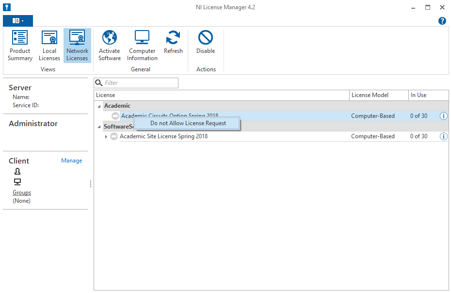 如何停止ni License Manager對於特定軟體的授權請求 National Instruments