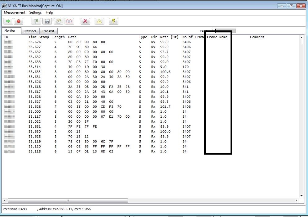 Visualization of behavior on remote RT machine - frames arrive as raw, with no database alias name.