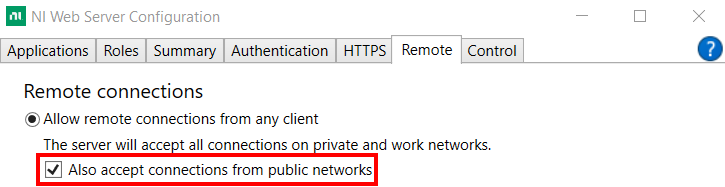 NI Web Server Configuration - Allow Public Networks