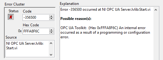Error -356500 OPC UA Toolkit