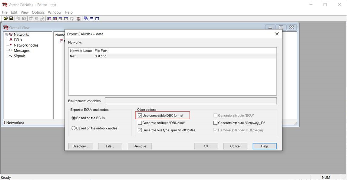 Dbc or ldf format database file can not be loaded at ni xnet database