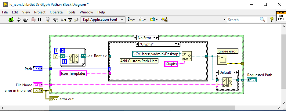 How to edit the default path for LabVIEW Icon Editor Glyphs folder - NI