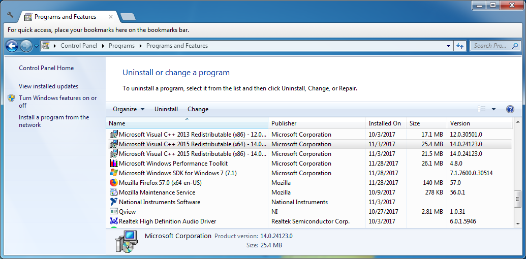 Ni software not appearing in uninstall a program ni