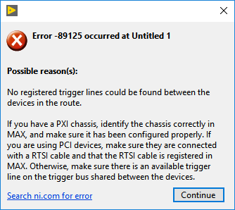 Error -89125 in Version 17.x of NI-DAQmx or NI-Switch - NI