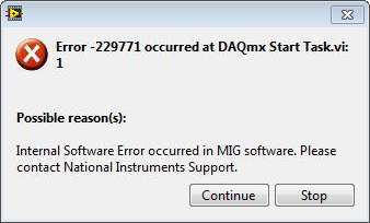 NI-DAQmx Error 229771: Internal Software Error Occurred in MIG 