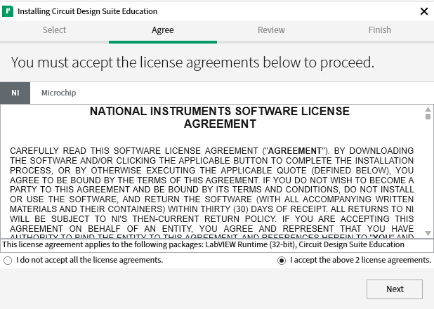 Multisim Installation: Software License Agreements
