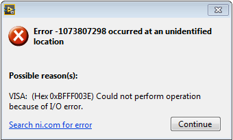 在VISA读/写后出现错误-1073807298 - NI