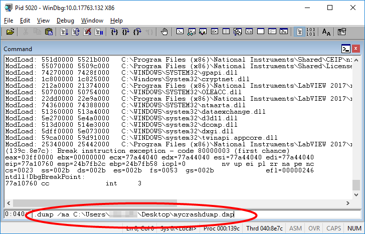 Niソフトウェアのクラッシュをトラブルシュートするためのwindbgダンプファイルを入手する National Instruments