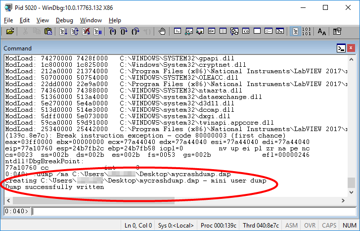 Niソフトウェアのクラッシュをトラブルシュートするためのwindbgダンプファイルを入手する National Instruments