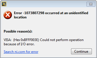 Error -1073807298: Could Not Perform Operation Because of I/O 