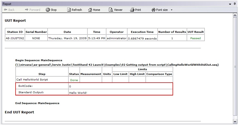 how to execute a system command with call executable in teststand