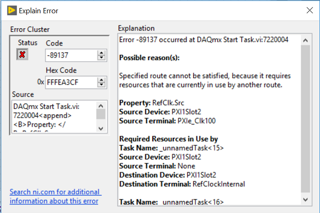 使用多个NI-DAQmx任务或终端路由时出现错误-89137 - NI