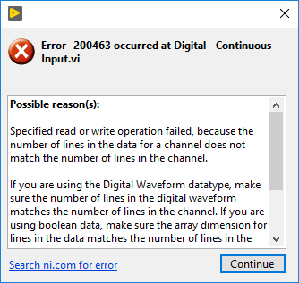 Error -200463 When Reading Multiple Digital Lines - NI