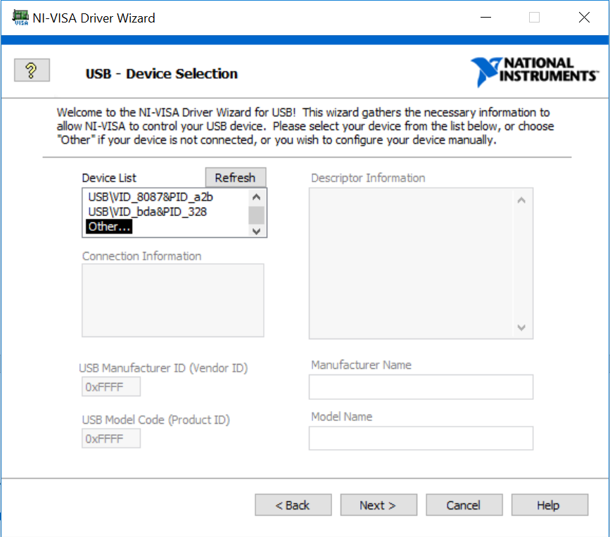 Set Up Communication With USB Instrument - NI