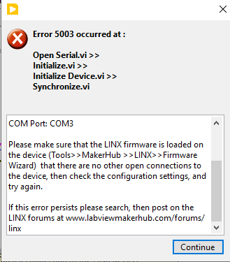 LINX Error 5003