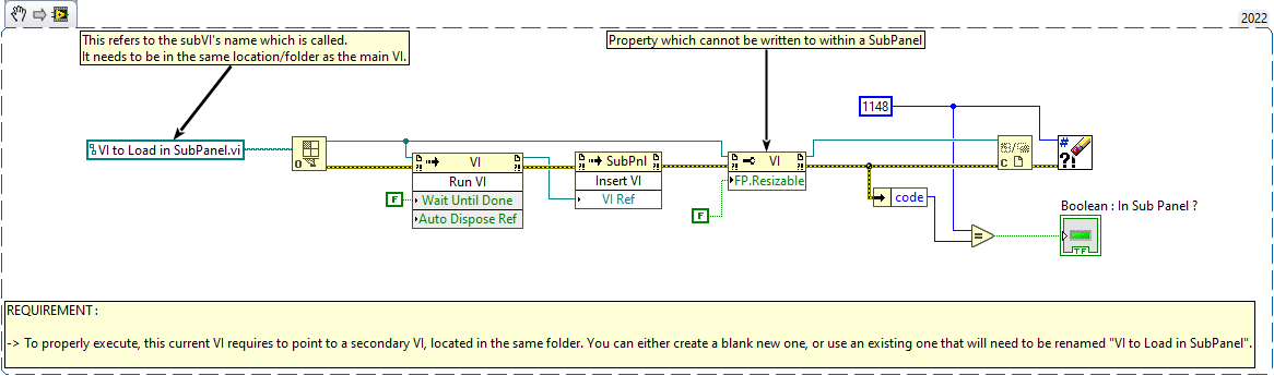 SubPanel Main VI Snippet