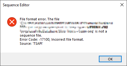 Error -17100, Incorrect File Format in TestStand - NI